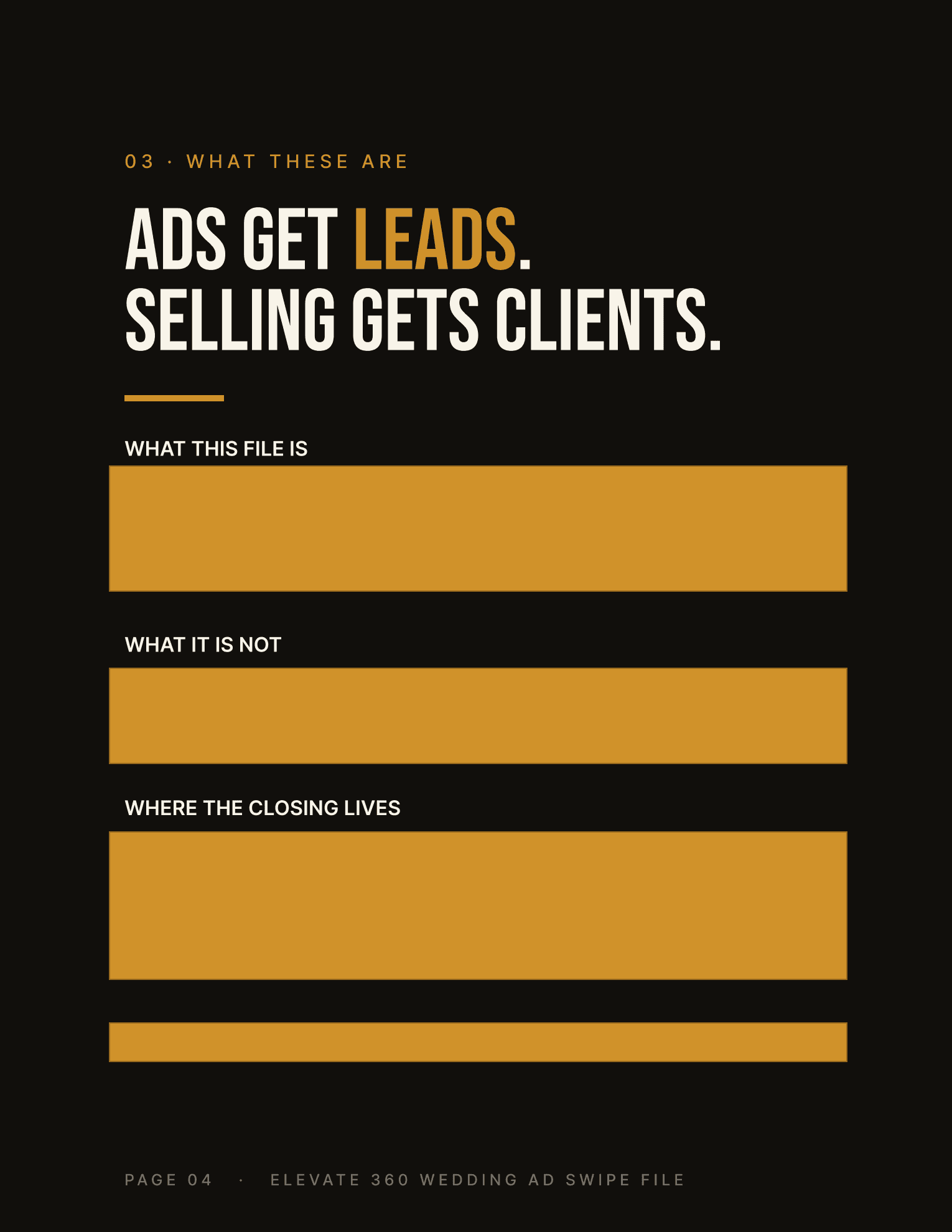 Positioning page: ads get leads, selling gets clients