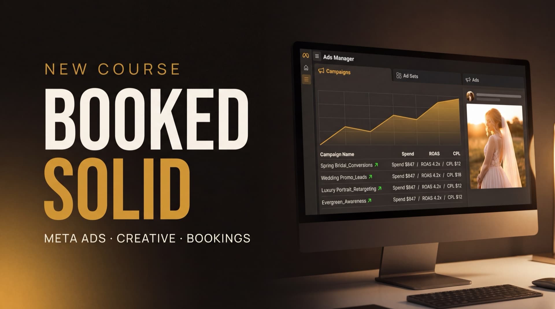 Booked Solid. The Photographer's Guide to Meta Ads. Free training preview.